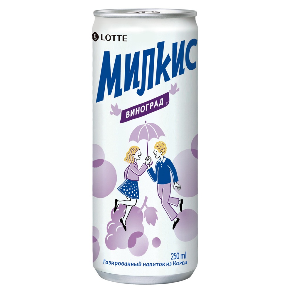 Напиток газированный Lotte Милкис со вкусом винограда, 0,25 л