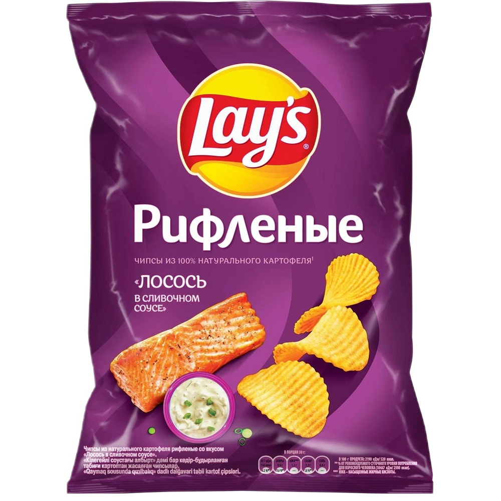 Чипсы Лейс Рифленые Лосось Сливочн соус 140г - интернет-магазин Близнецы