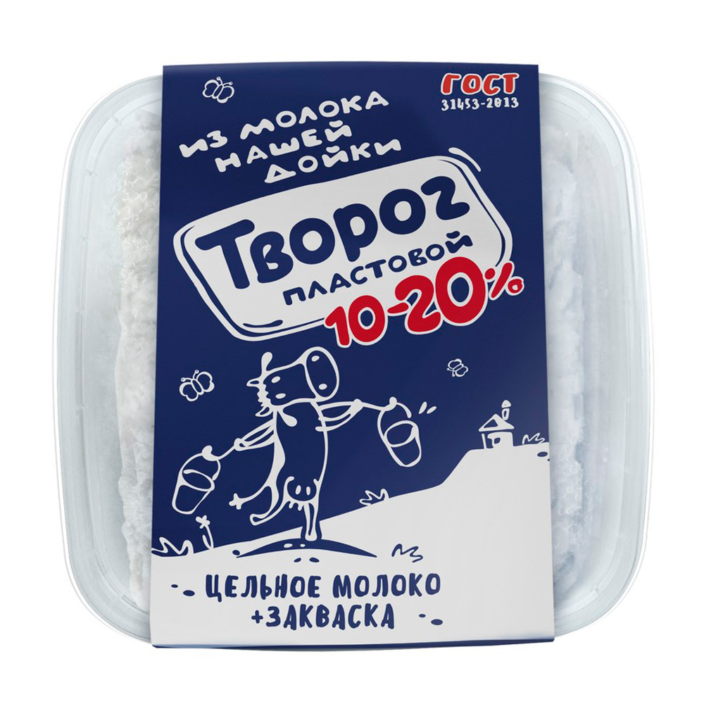 Творог 10%-20% пластовой  Нашей дойки  350г шт    - интернет-магазин Близнецы