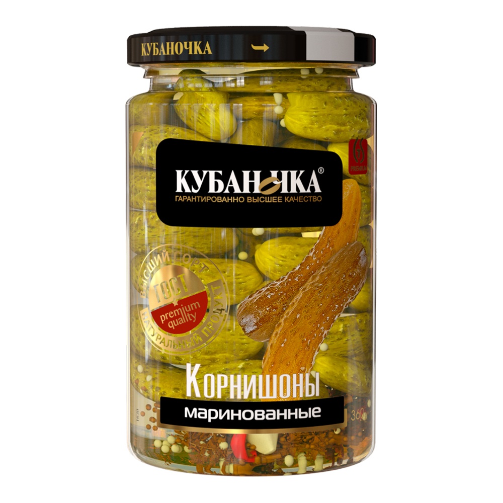 Огурчики Корнишоны марин   Кубаночка  360г бан - интернет-магазин Близнецы