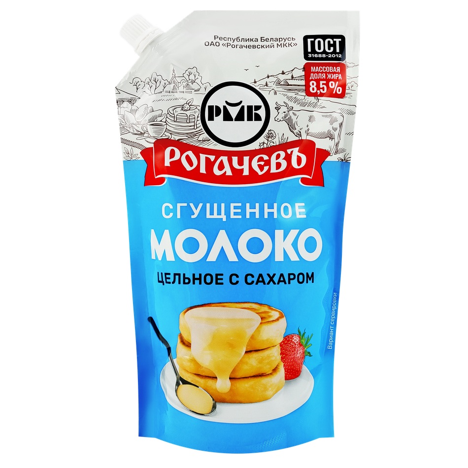 Молоко сгущ с сах цельн 8.5% ГОСТ Рогачев 650г шт