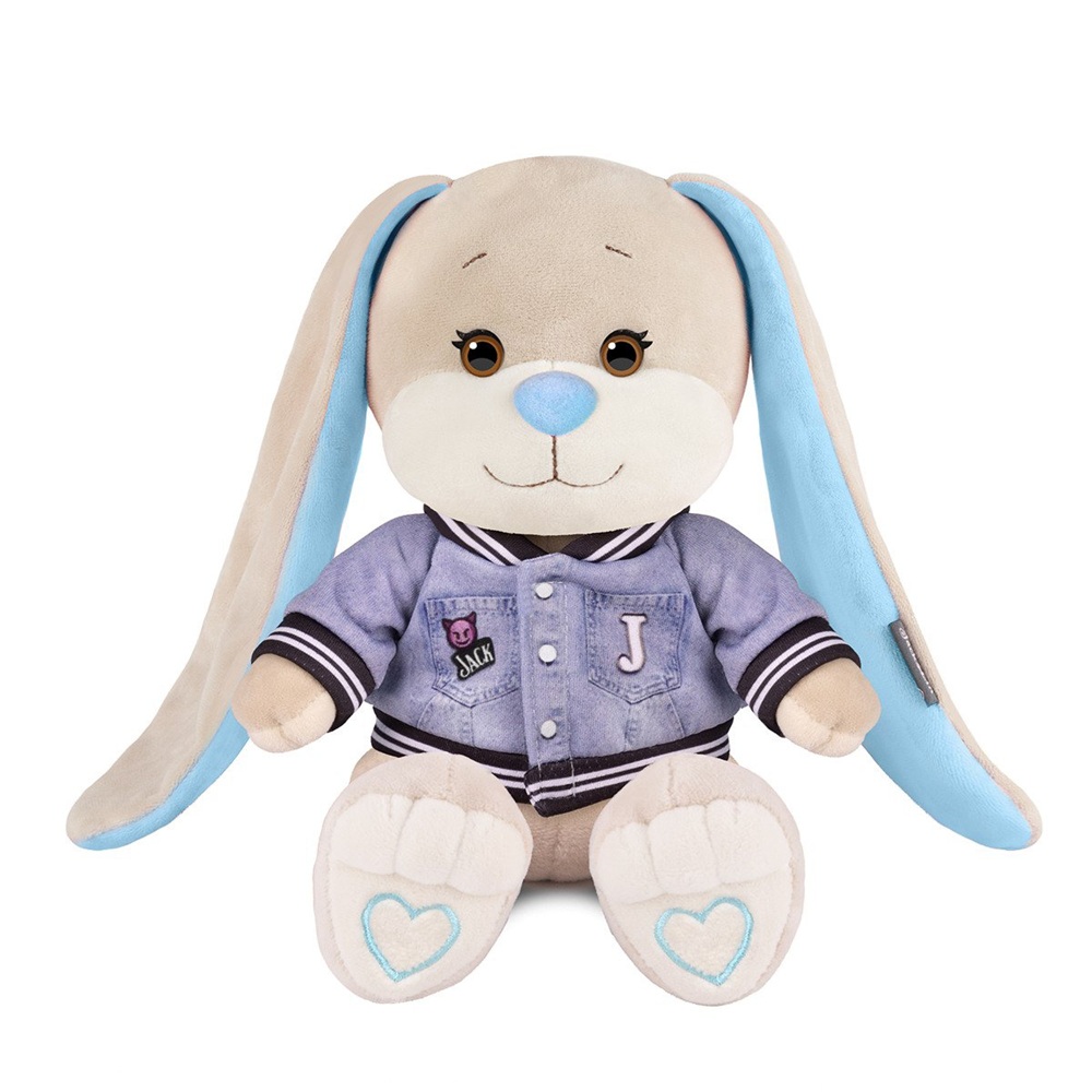 Игрушка мягкая Jack&Lin Зайчик Жак в джинсовом бомбере, 20 см