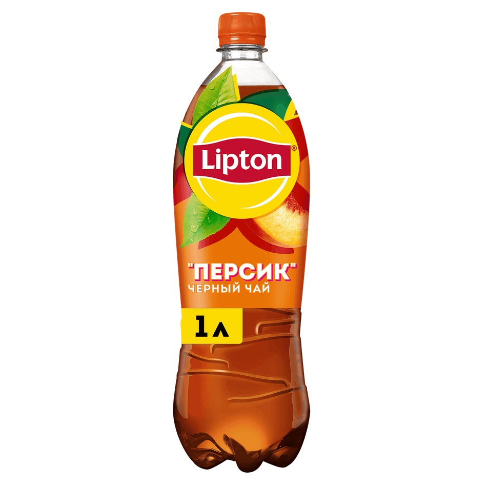 Напиток Lipton холодный черный чай со вкусом персика, негазированный, 1 л