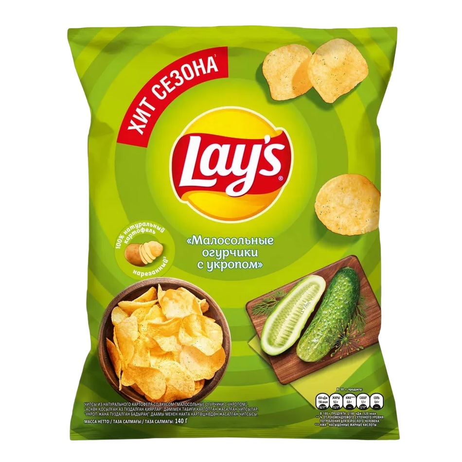 Чипсы Лейс Малосоленые огурчики с укропом 140г - интернет-магазин Близнецы