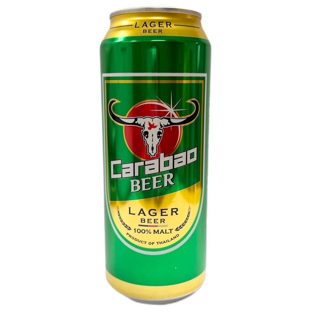 Пиво светлое Carabao Lager фильтрованное 4,9%, жестяная банка, 0,49 л