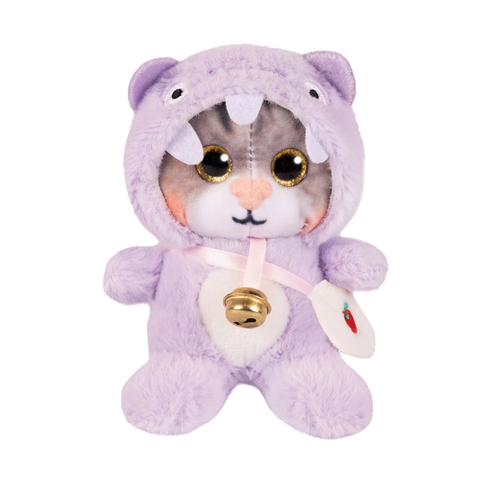 Игрушка мягкая MaxiToys Котик в фиолетовом капюшоне, 12 см