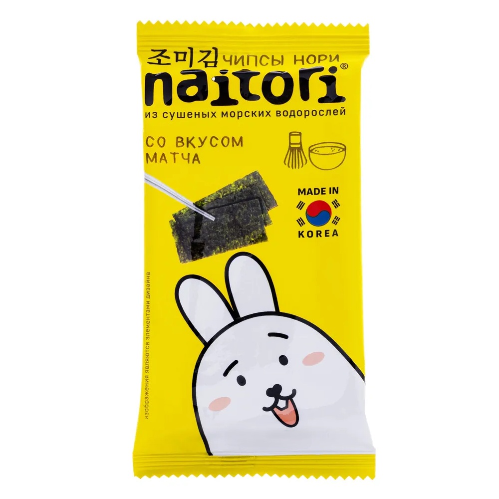 Чипсы Naitori Нори из сушеных морских водорослей со вкусом матча, 3 г