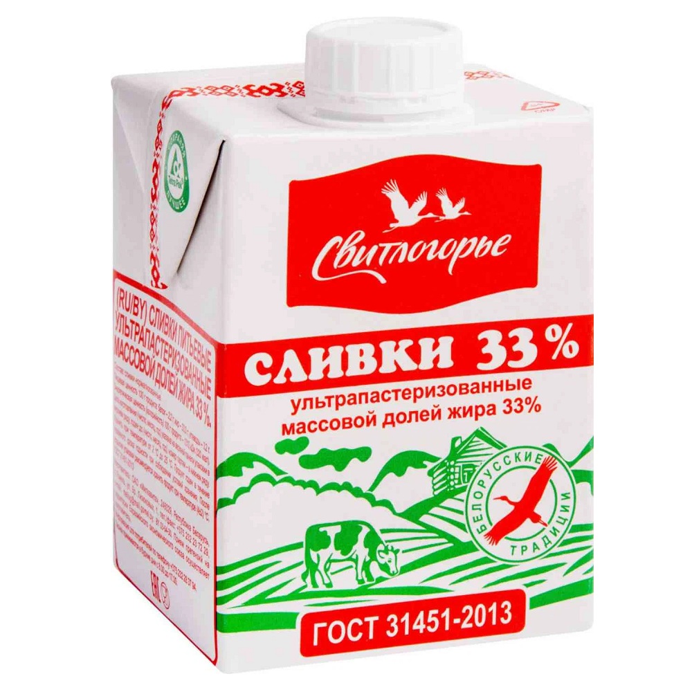 Сливки ультрапаст 33% Свитлогорье  Россия  шт 500г - интернет-магазин Близнецы