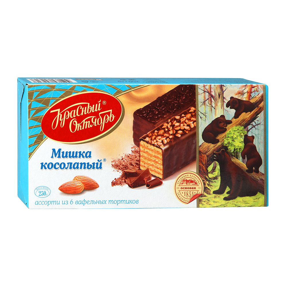 Торт вафельный Мишка Косолапый  Кр Октябрь  250г - интернет-магазин Близнецы