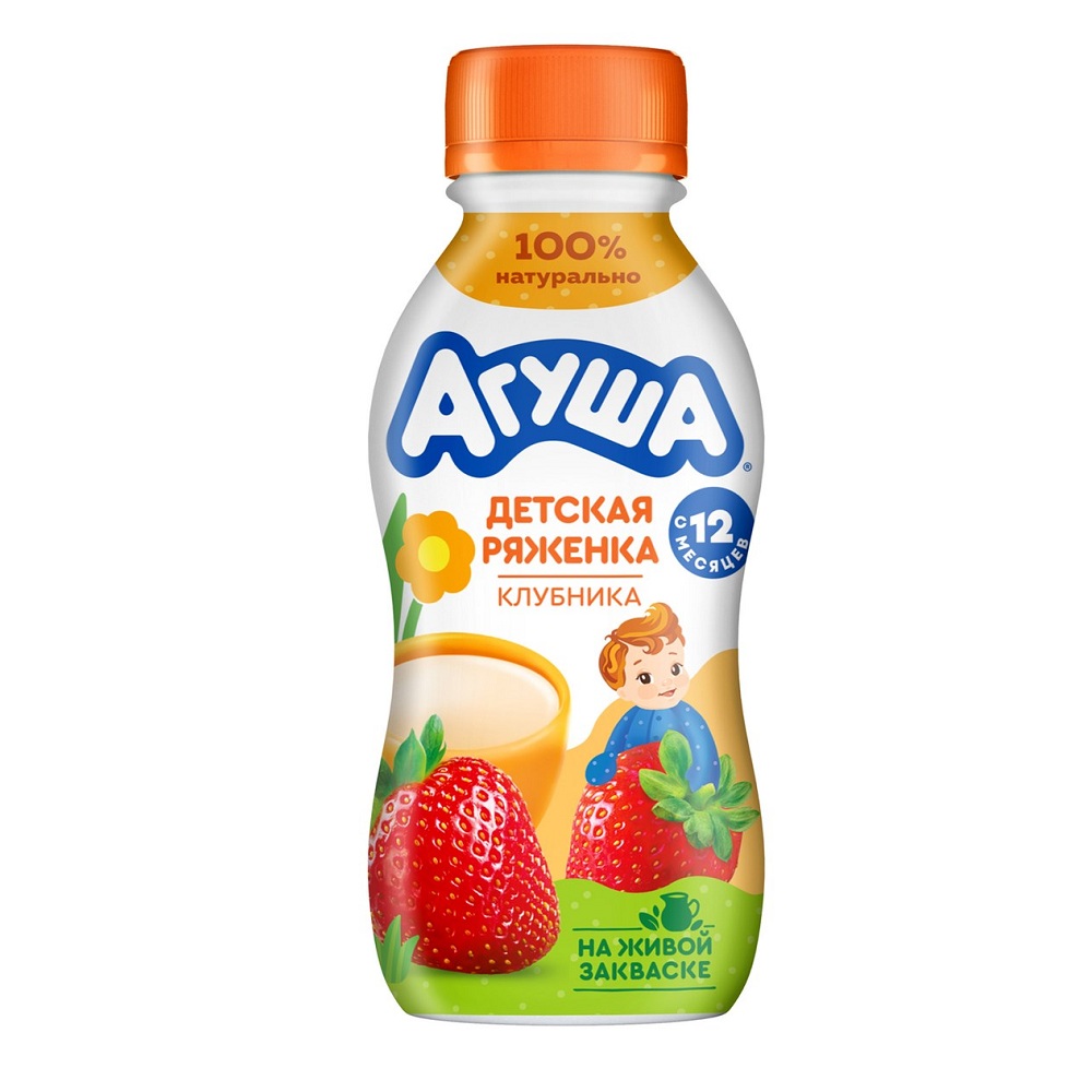 Д.п. Ряженка 2.9% Агуша клубника 180г бут \ЗДМП\ - интернет-магазин Близнецы
