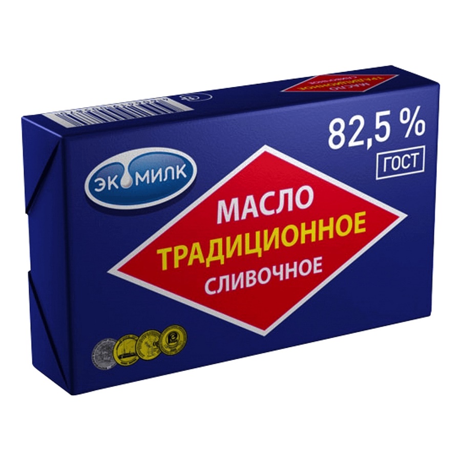 Масло слив 82.5% Традиционное Экомилк ГОСТ 160г шт   m.i.         - интернет-магазин Близнецы