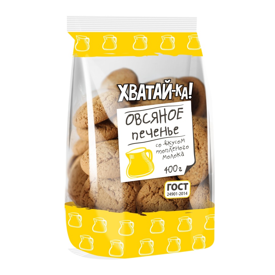 Печенье  ХВАТАЙ-КА Овсяное со вкус топл мол  Любимый Край  400г  935  - интернет-магазин Близнецы