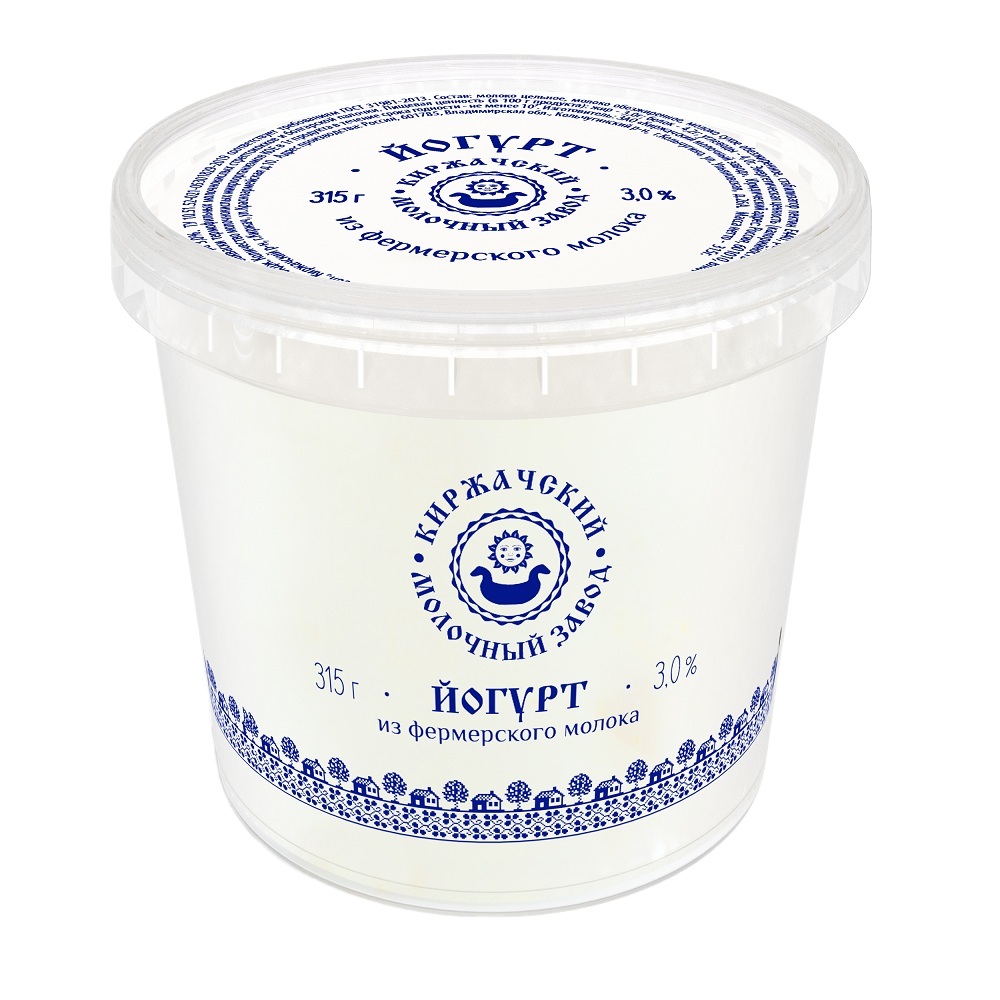 Йогурт 3.0% натуральный  Киржач  315г шт - интернет-магазин Близнецы