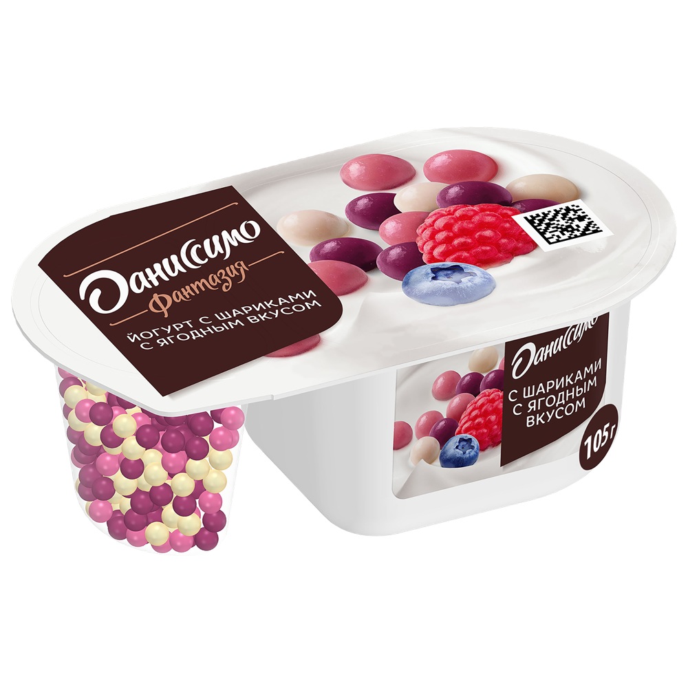 Данон Даниссимо Фантазия йогурт хруст шарики ягодный вкус 105 шт - интернет-магазин Близнецы