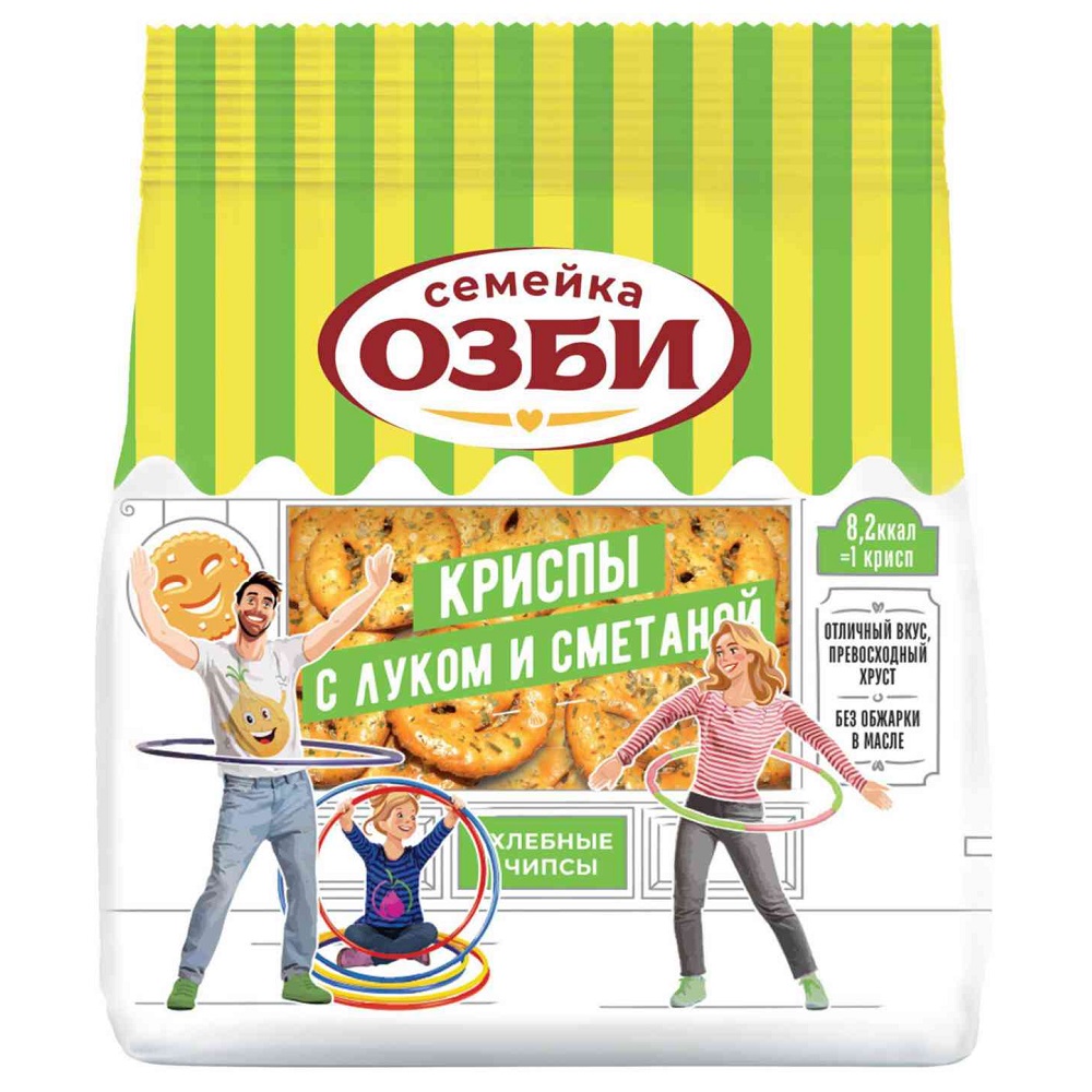 Хлебные чипсы ОЗБИ Криспы с луком и сметаной 100г