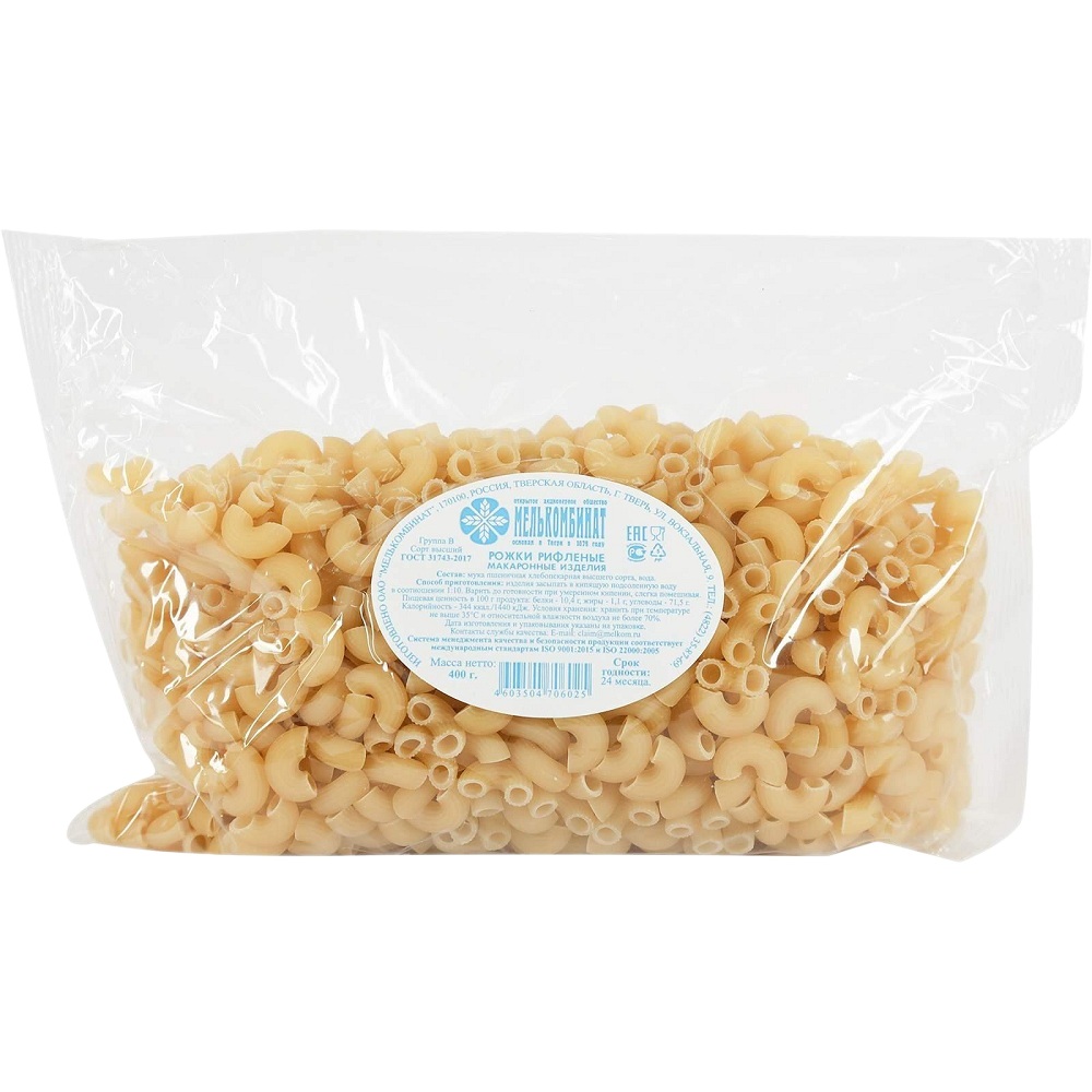 Макар изд Мелькомбинат Рожки рифленые 400г шт - интернет-магазин Близнецы