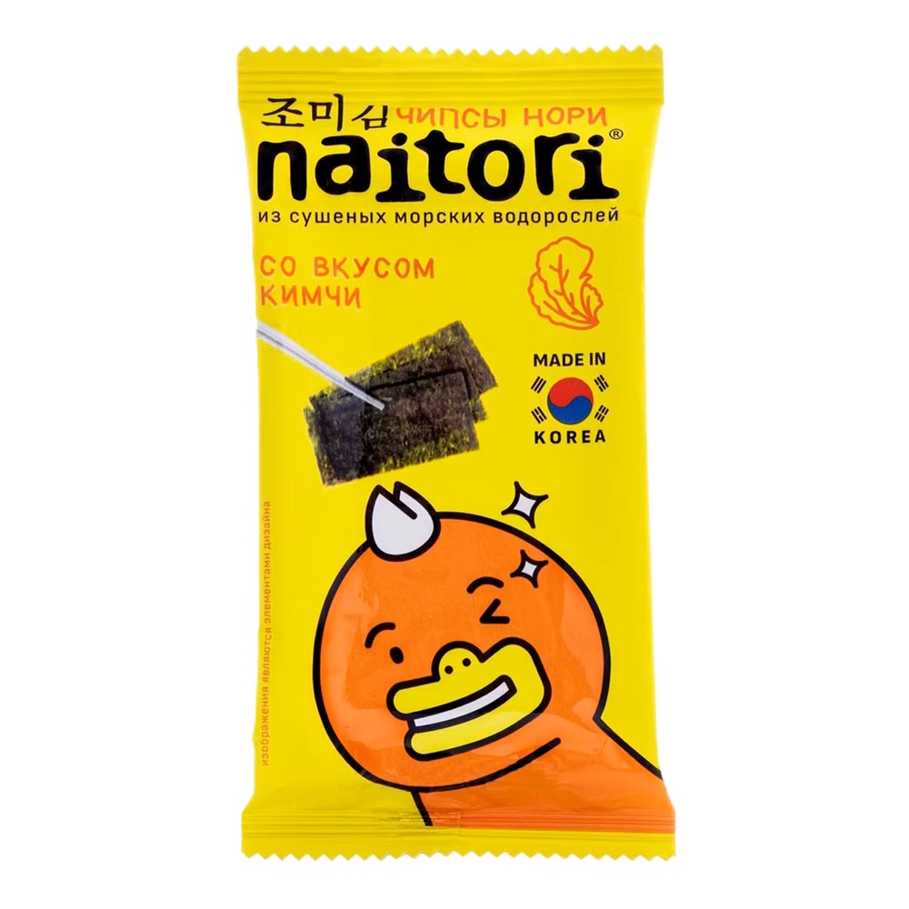 Чипсы Naitori Нори из сушеных морских водорослей со вкусом кимчи, 3 г