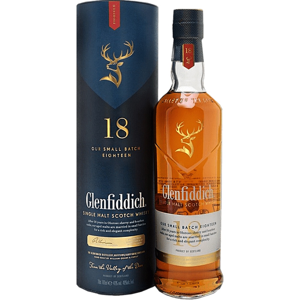 Виски Гленфиддик 18 лет туба 0.7 л  Шотландия  - интернет-магазин Близнецы