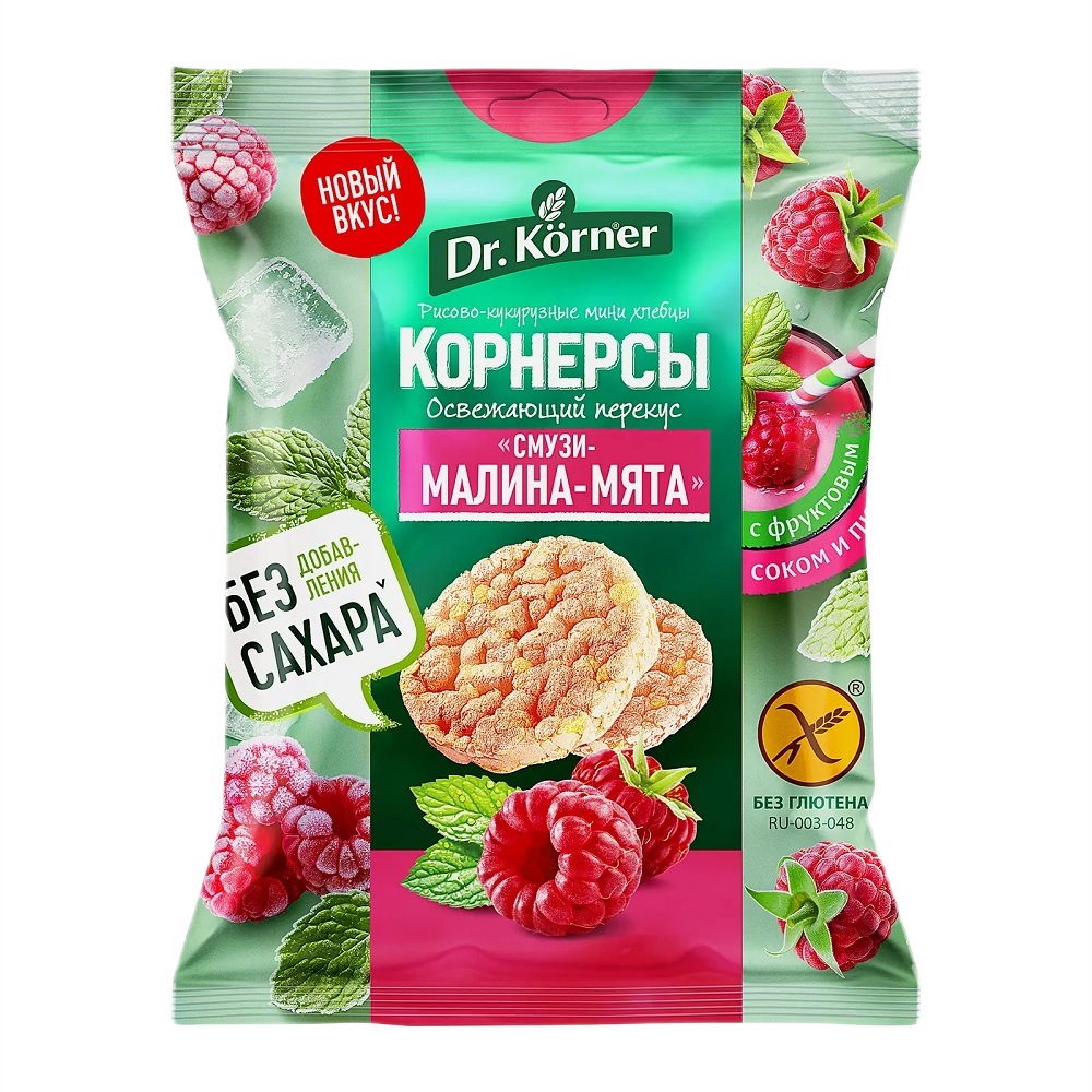 Хлебцы рисово-кукурузные Dr.Korner Корнерсы мини смузи-малина-мята, 40 г