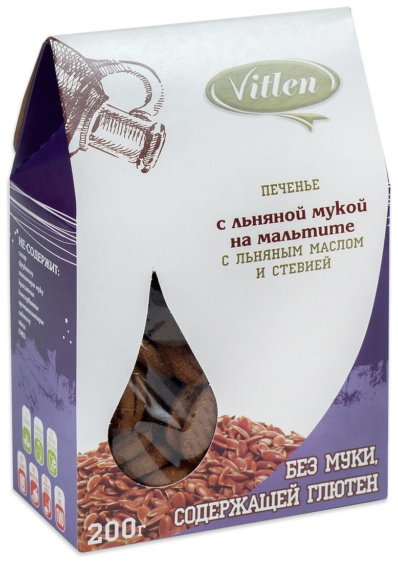 Д п Печенье Витлен с льнян мукой на мальтитоле 200г - интернет-магазин Близнецы