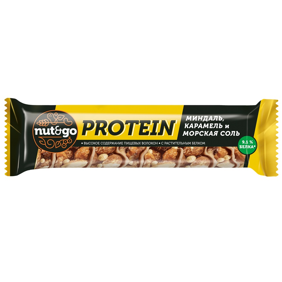 Батончик Protein NUT N GO миндаль-карамель-морск.соль 40г шт        касса  - интернет-магазин Близнецы