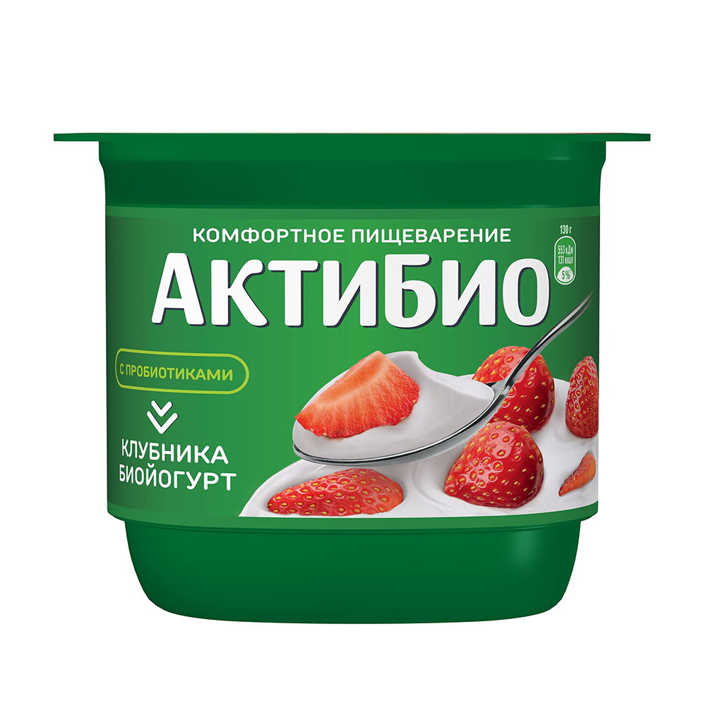 Актибио биойогурт клубника 130гр шт - интернет-магазин Близнецы