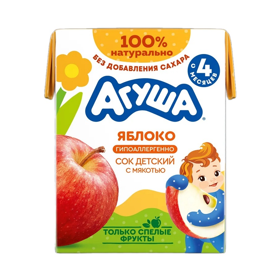 Сок детский Агуша яблоко с мякотью, 200 мл