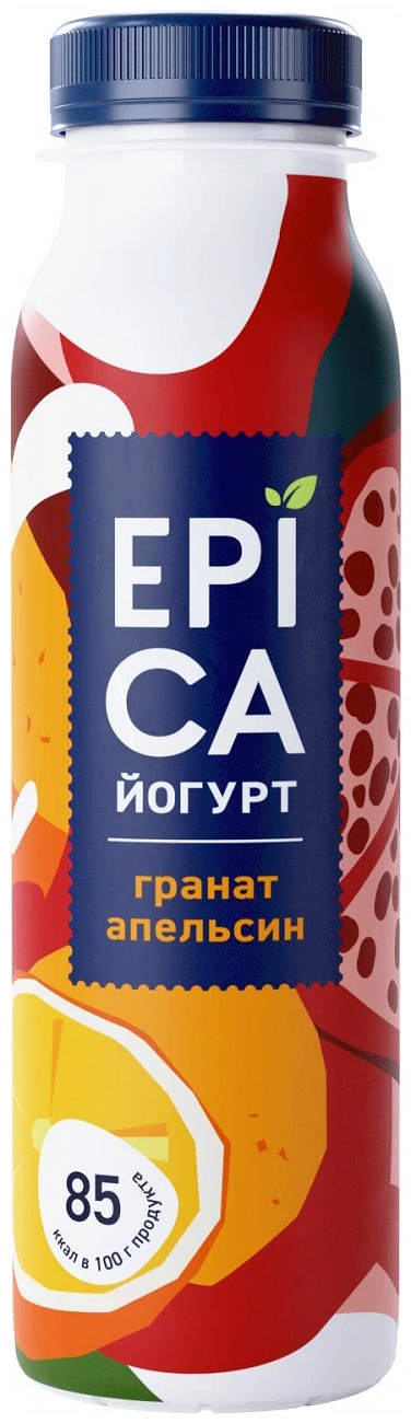 Йогурт 2.5% пит EPIKA с гранатом и апельсином  Эрманн  260г  - интернет-магазин Близнецы