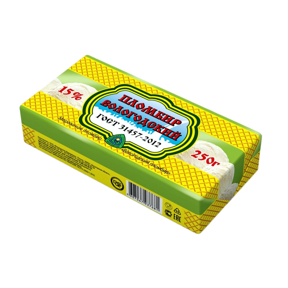 Морож Брикет Вологод пломбир  Айсберри  250г - интернет-магазин Близнецы