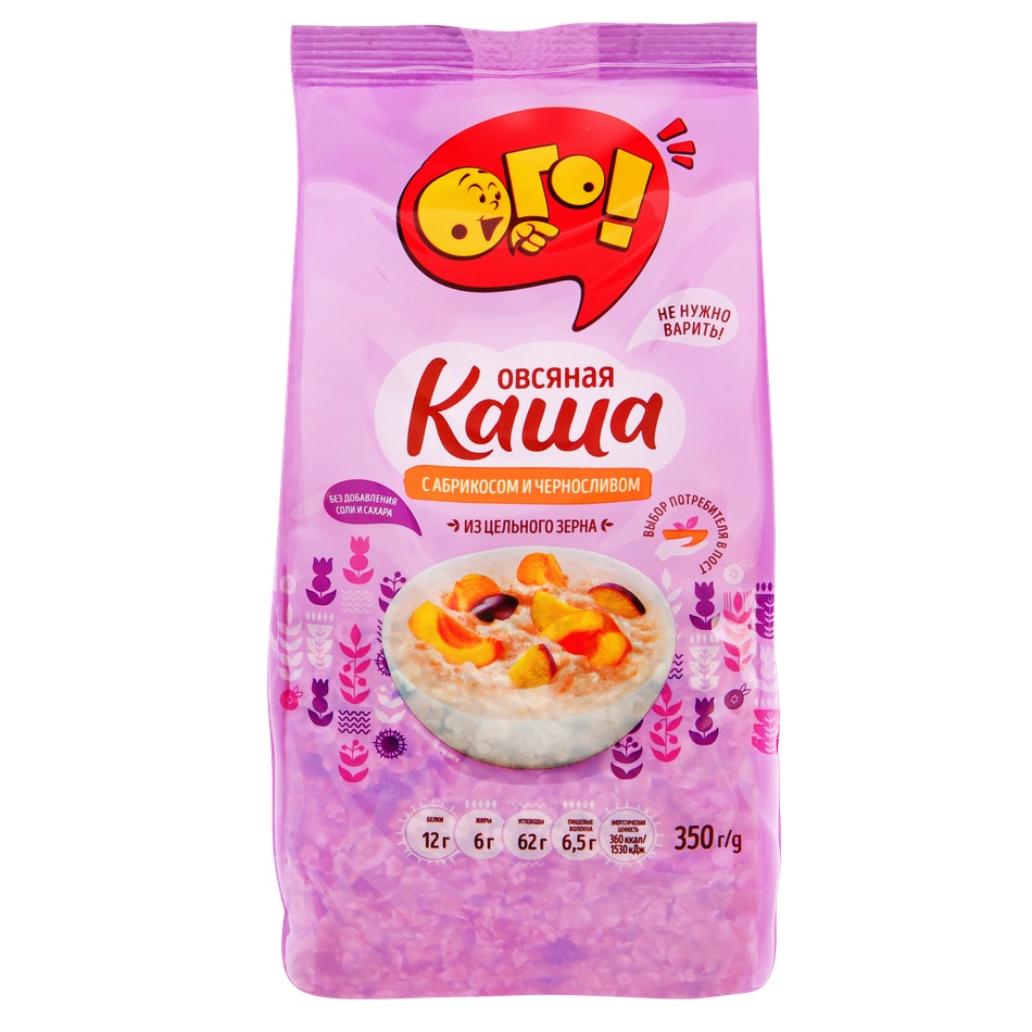 Каша Овсяная ОГО с абрикосом и черносливом 350г - интернет-магазин Близнецы