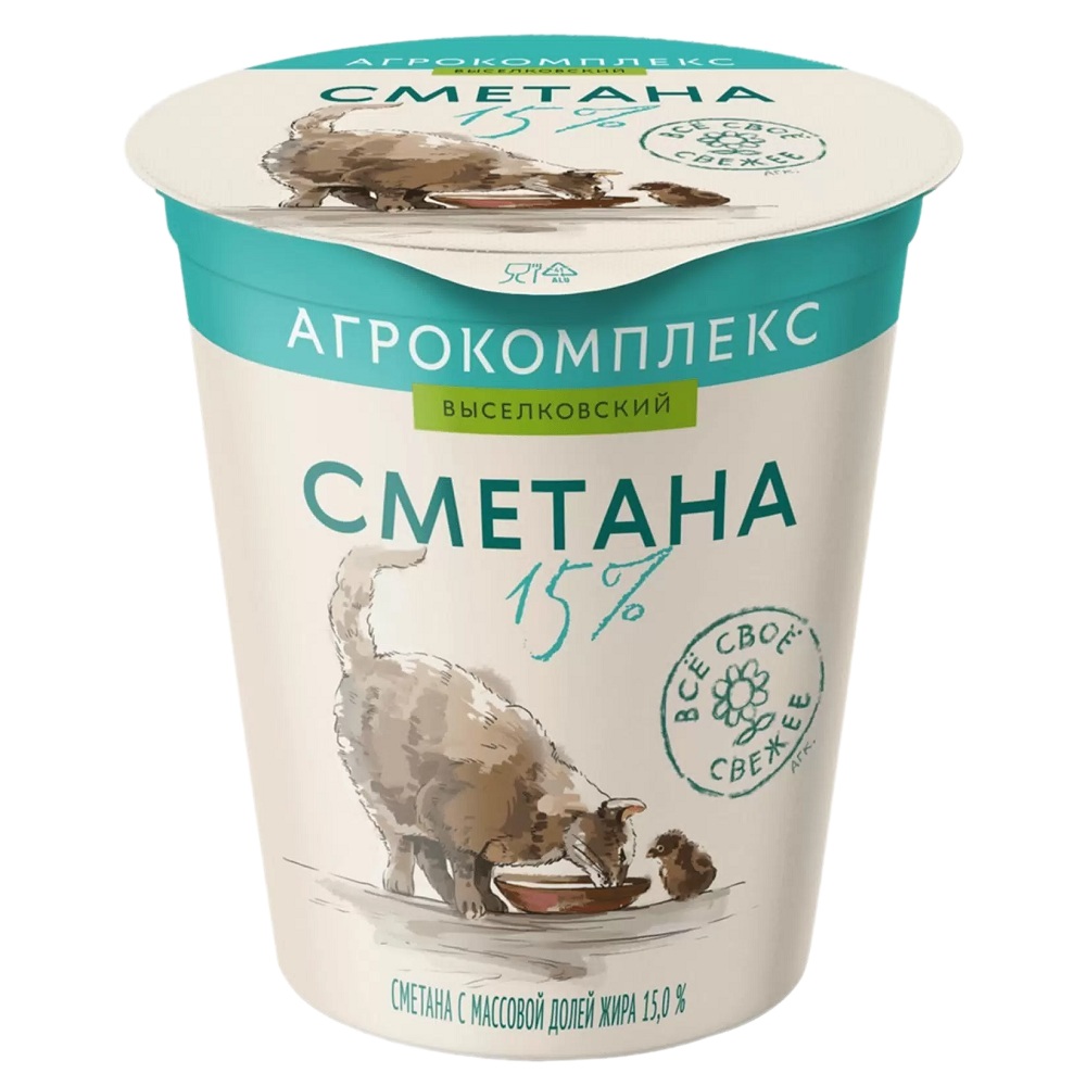 Сметана 15% Агрокомплекс 300г шт - интернет-магазин Близнецы