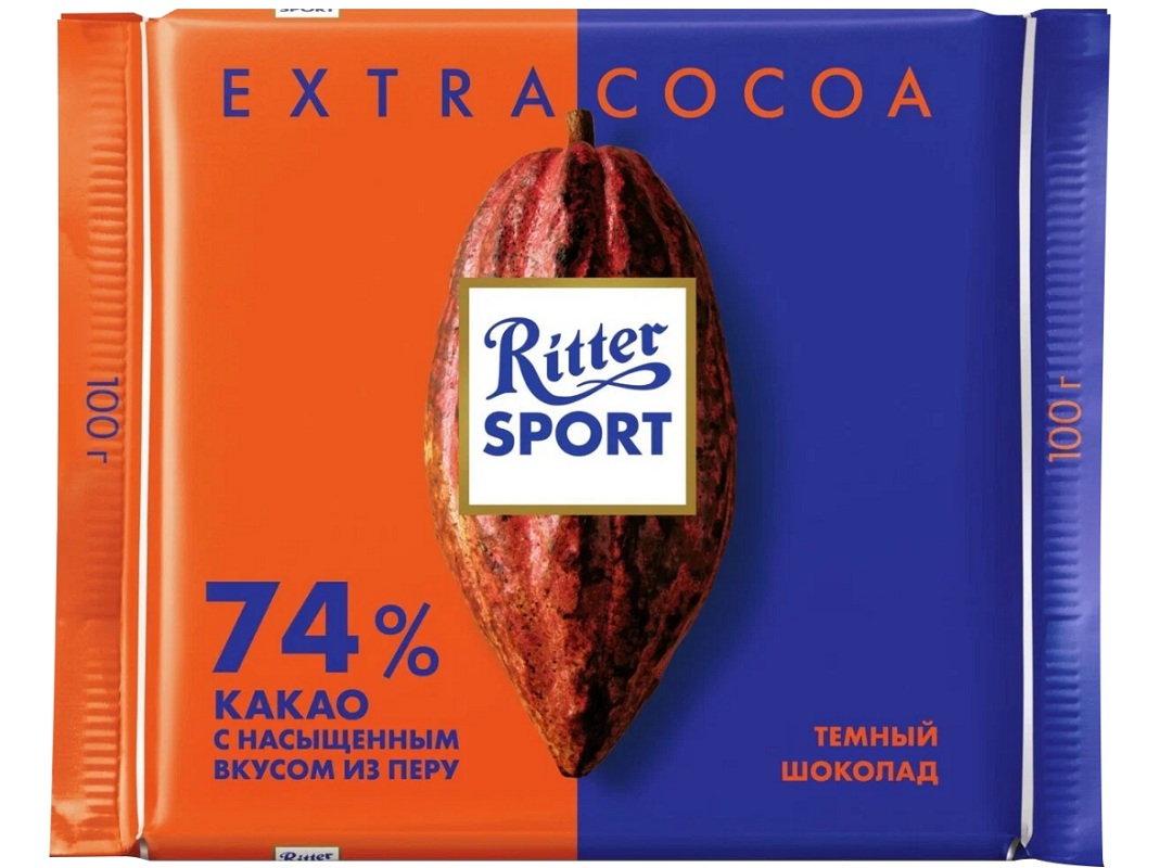 Шоколад Риттер Спорт Экстра темный 74% 100 г. 9336