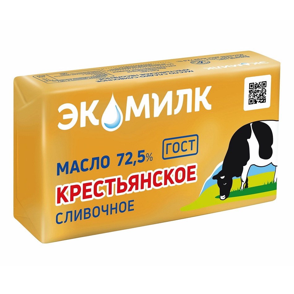 Масло сливочное Экомилк крестьянское ГОСТ 72,5%, 160 г