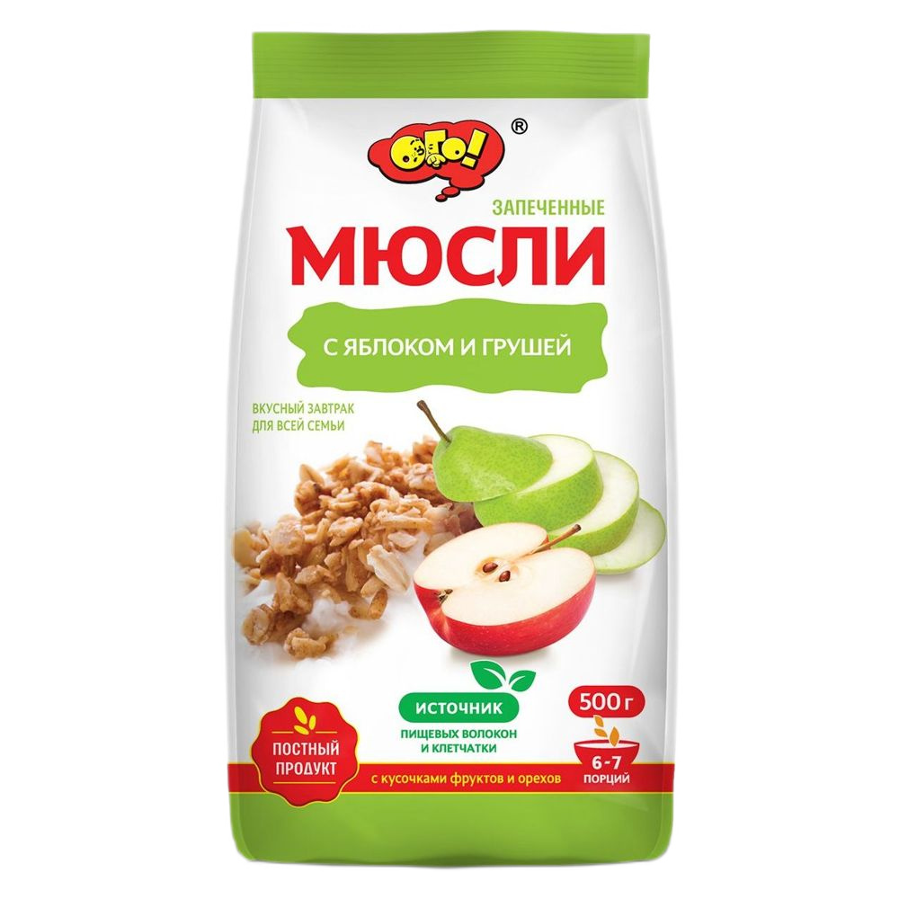Мюсли Ого запеченные с грушей и яблоком 500г  500  - интернет-магазин Близнецы