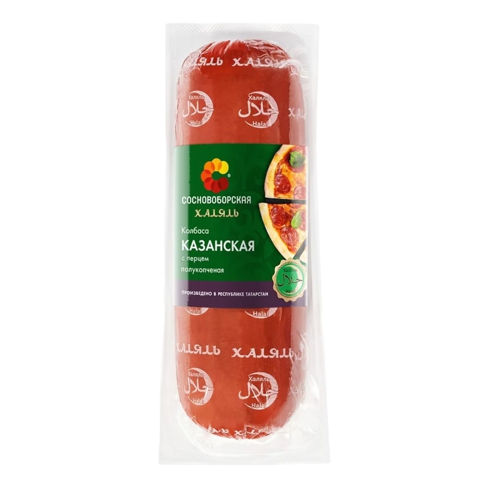 Колбаса полукопченая Сосновоборская Казанская с перцем Халяль, 330 г