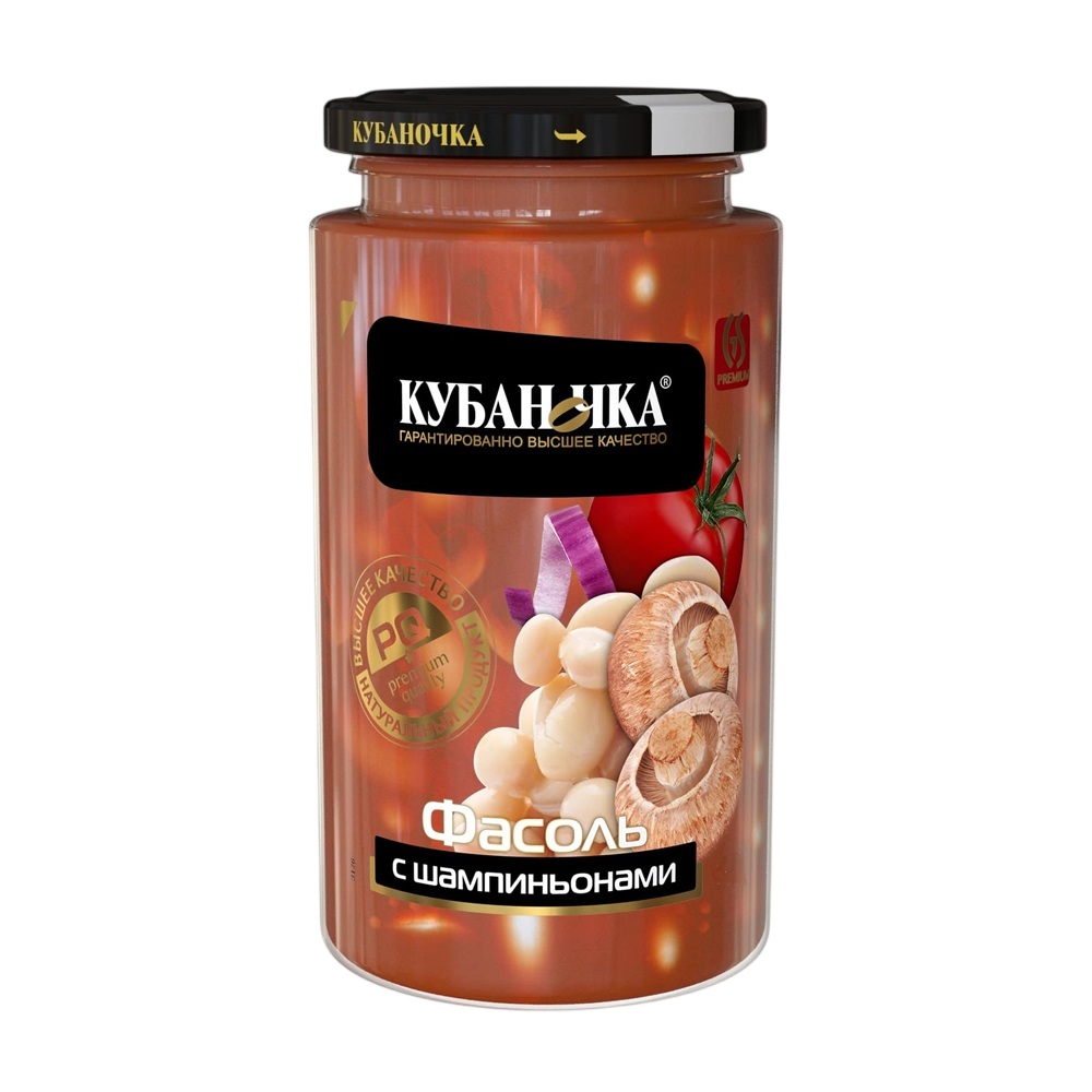 Фасоль с шампиньонами  Кубаночка  370г бан - интернет-магазин Близнецы