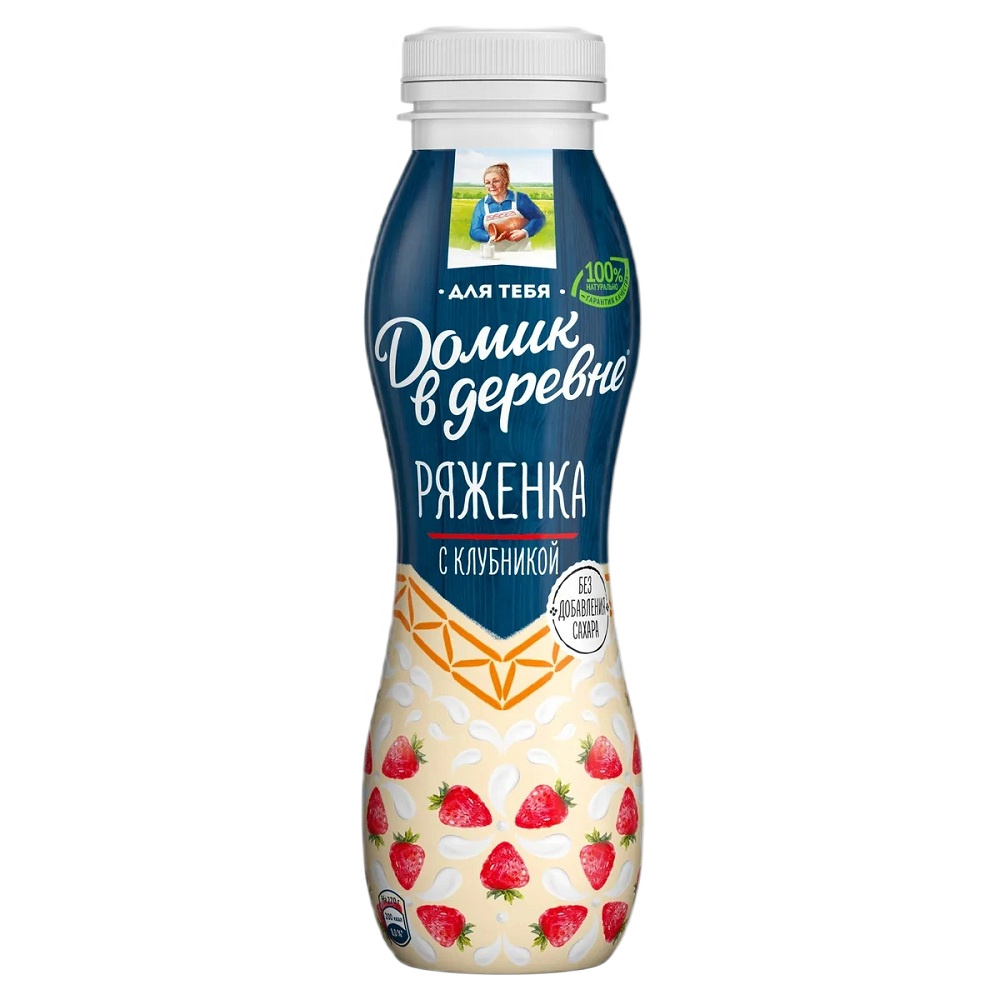 Ряженка Домик в деревне с клубникой 2,1%, 260 г