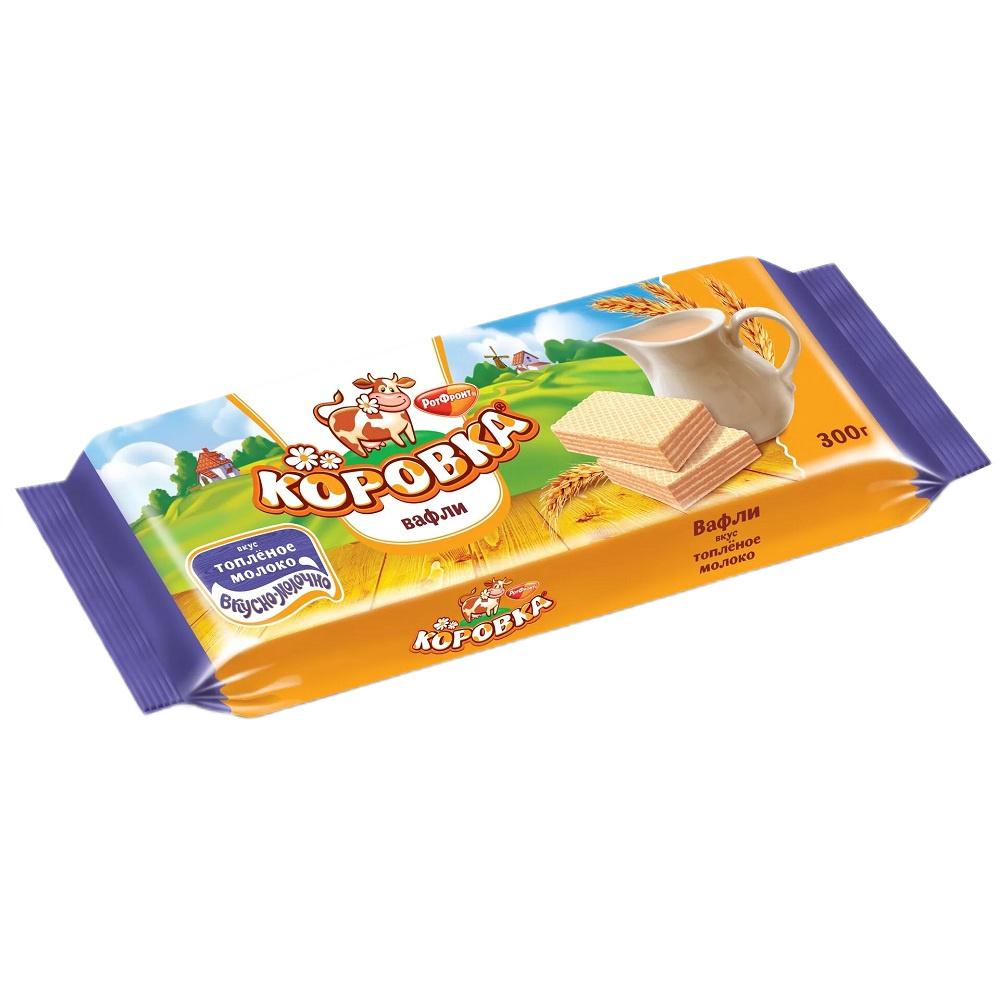 Вафли Коровка вкус Топлен молоко  Рот-Фронт  300г - интернет-магазин Близнецы