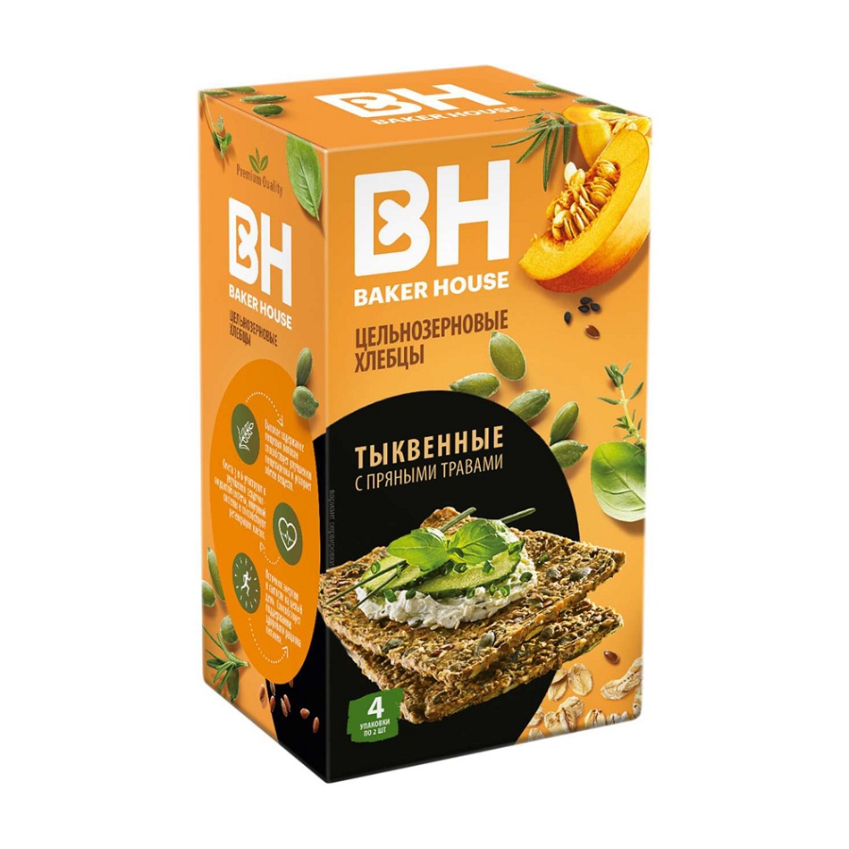 Хлебцы Скандинавские цельнозерновые тыквенные Baker House 180г шт - интернет-магазин Близнецы