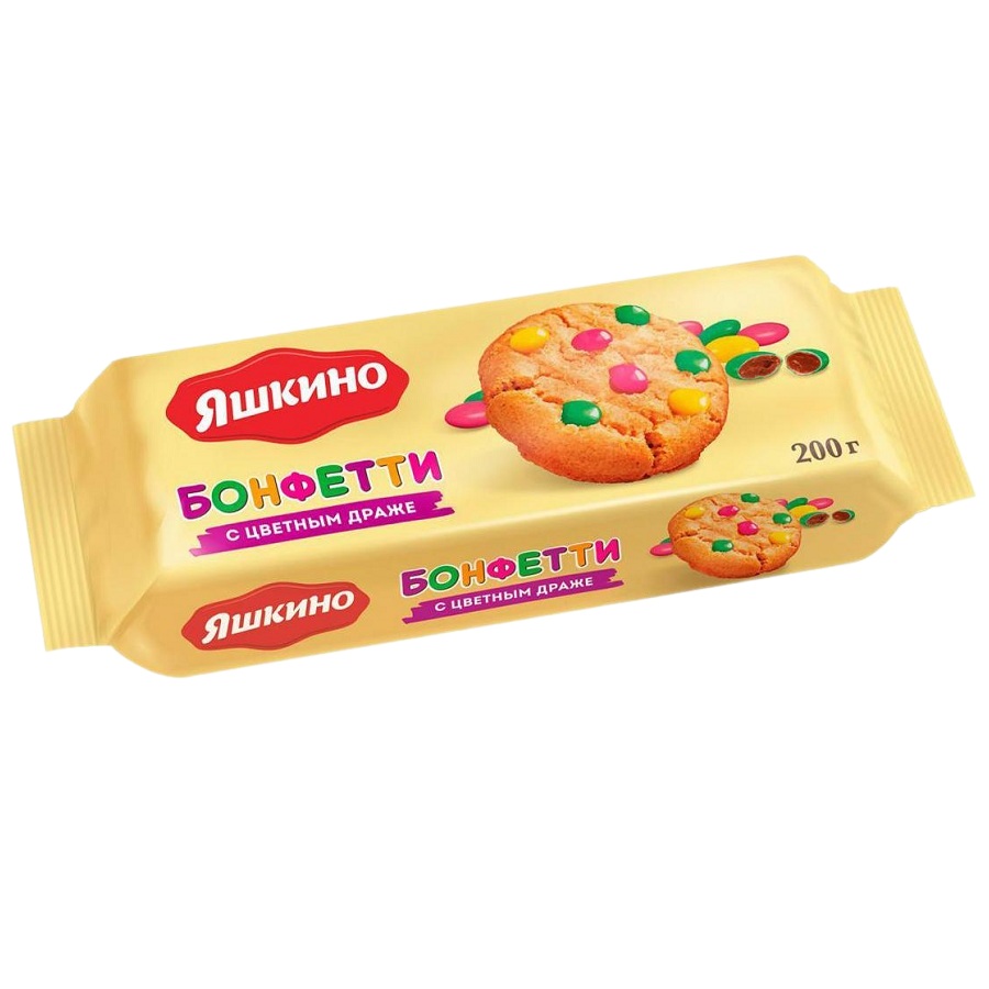 Печенье Яшкино Бонфетти с цвет.драже 200г шт РАР 360 