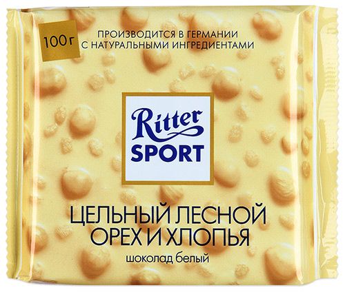 Шок Риттер Спорт Экстра белый лес орех и хлопья 100г - интернет-магазин Близнецы