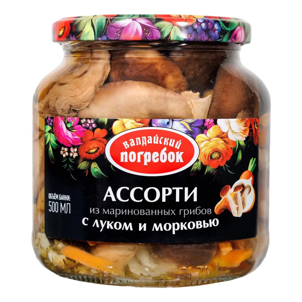 Грибы маринов Ассорти  Валдайский Погребок  500г бан - интернет-магазин Близнецы