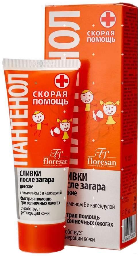 Сливки Floresan Пантенол после загара скорая помощь детские 75мл.