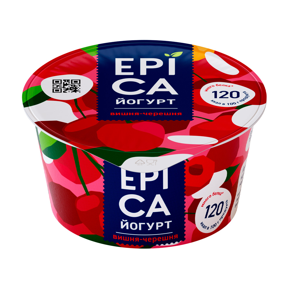 Йогурт 4.8% фрукт EPIKA  вишня черешня 130г шт - интернет-магазин Близнецы