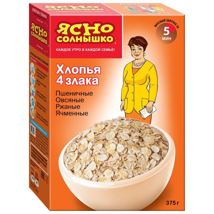 Смесь хлопьев Ясно Солнышко 4 злака 375г.