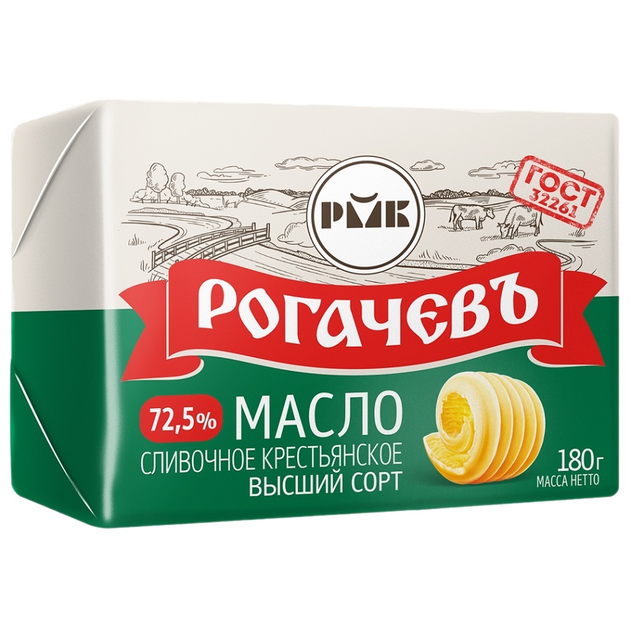 Масло слив 72.5% Крестьянское  Рогачев  180г шт     - интернет-магазин Близнецы