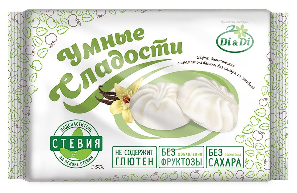 Зефир Умные сладости со стевией со вкусом клубники со сливками 150г.