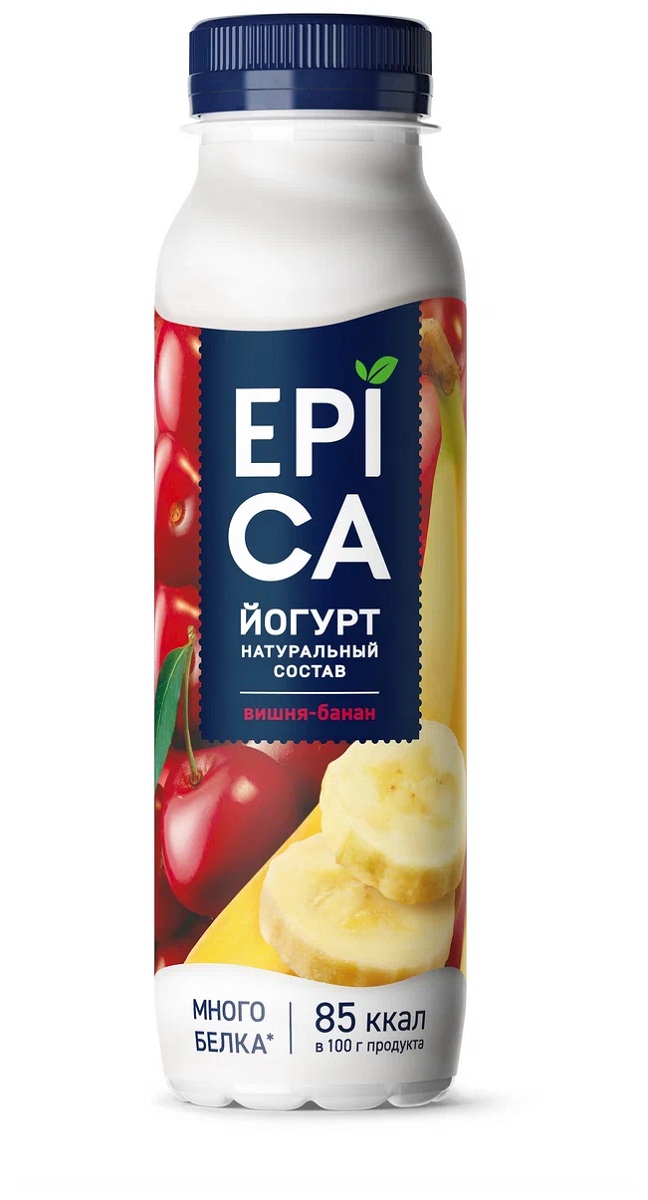 Йогурт 2.5% пит EPIKA  вишня банан 260г - интернет-магазин Близнецы