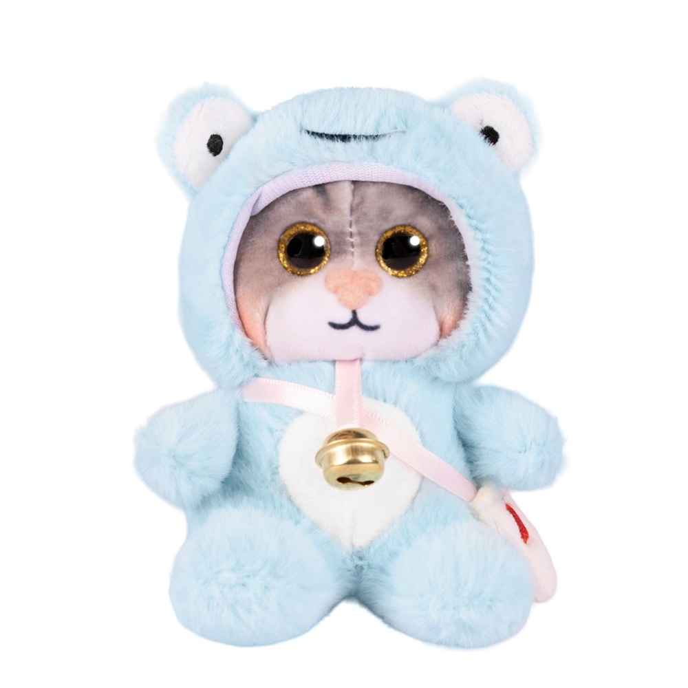 Игрушка мягкая MaxiToys Котик в голубом капюшоне, 12 см