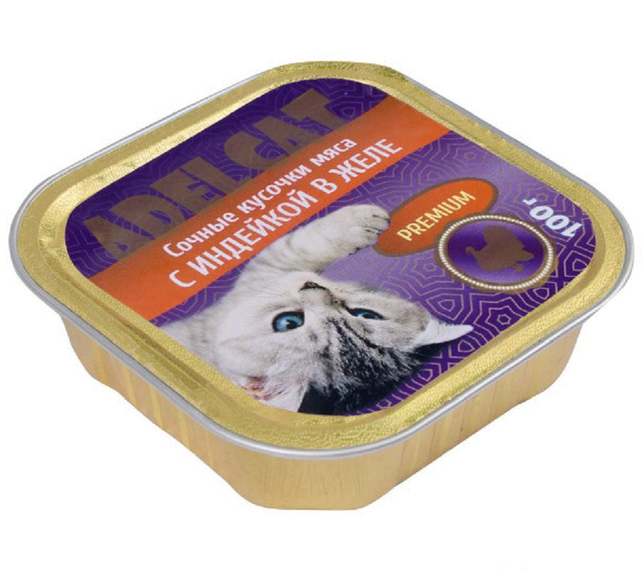 Корм АдельКэт для кошек желе с индейкой 100г шт - интернет-магазин Близнецы